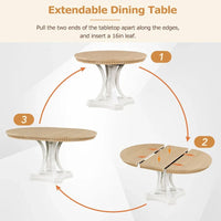 Ensemble de salle à manger 5 pièces, table à manger ronde extensible et 4 chaises à dossier rembourré pour cuisine et salle à manger