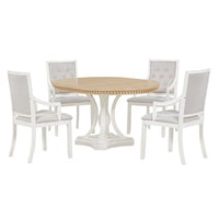 Ensemble de salle à manger 5 pièces, table à manger ronde extensible et 4 chaises à dossier rembourré pour cuisine et salle à manger