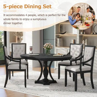 Ensemble de salle à manger 5 pièces, table à manger ronde extensible et 4 chaises à dossier rembourré pour cuisine et salle à manger