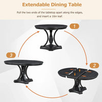 Ensemble de salle à manger 5 pièces, table à manger ronde extensible et 4 chaises à dossier rembourré pour cuisine et salle à manger