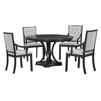 Ensemble de salle à manger 5 pièces, table à manger ronde extensible et 4 chaises à dossier rembourré pour cuisine et salle à manger