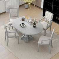 Ensemble de salle à manger 5 pièces, table à manger ronde extensible et 4 chaises à dossier rembourré pour cuisine et salle à manger