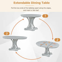Ensemble de salle à manger 5 pièces, table à manger ronde extensible et 4 chaises à dossier rembourré pour cuisine et salle à manger