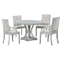Ensemble de salle à manger 5 pièces, table à manger ronde extensible et 4 chaises à dossier rembourré pour cuisine et salle à manger