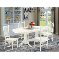 Ensemble de salle à manger East West Furniture - une table à manger ovale et chaises à assise en bois, blanc lin (options de pièces)