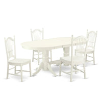 Ensemble de salle à manger East West Furniture - une table à manger ovale et chaises à assise en bois, blanc lin (options de pièces)
