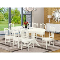 Ensemble de salle à manger East West Furniture - une table à manger ovale et chaises à assise en bois, blanc lin (options de pièces)