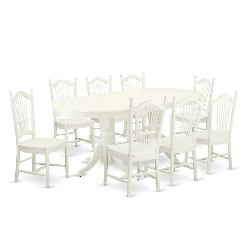 Ensemble de salle à manger East West Furniture - une table à manger ovale et chaises à assise en bois, blanc lin (options de pièces)