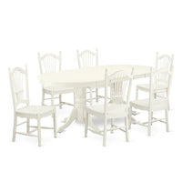 Ensemble de salle à manger East West Furniture - une table à manger ovale et chaises à assise en bois, blanc lin (options de pièces)