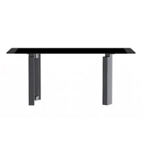 Table à manger rectangulaire Lior avec plateau en verre/pierre frittée et piétement en acier