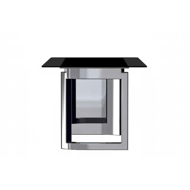 Table à manger rectangulaire Lior avec plateau en verre/pierre frittée et piétement en acier