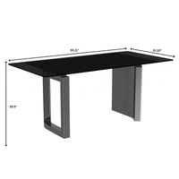 Table à manger rectangulaire Lior avec plateau en verre/pierre frittée et piétement en acier