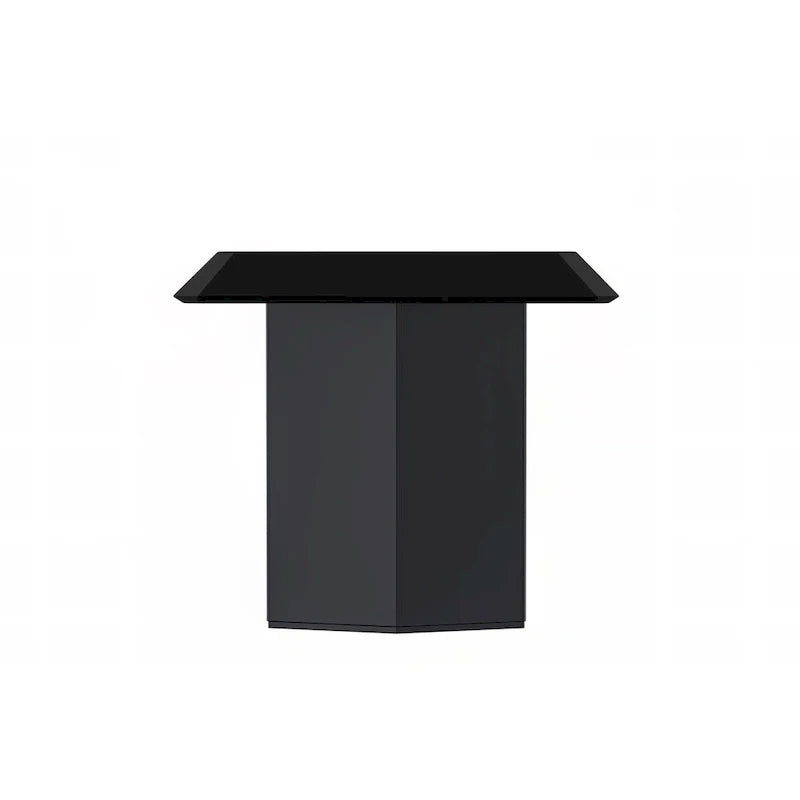 Table à manger rectangulaire Lior avec plateau en verre/pierre frittée et piétement en acier