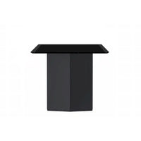 Table à manger rectangulaire Lior avec plateau en verre/pierre frittée et piétement en acier