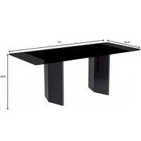 Table à manger rectangulaire Lior avec plateau en verre/pierre frittée et piétement en acier
