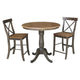Table hauteur comptoir ronde de 36 po avec 2 tabourets à dossier en X - Ensemble 3 pièces