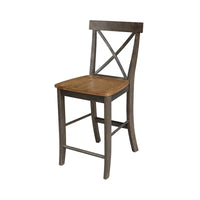 Table hauteur comptoir ronde de 36 po avec 2 tabourets à dossier en X - Ensemble 3 pièces