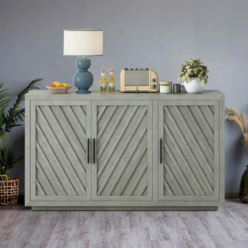 Buffet vintage classique en bois avec étagères internes réglables