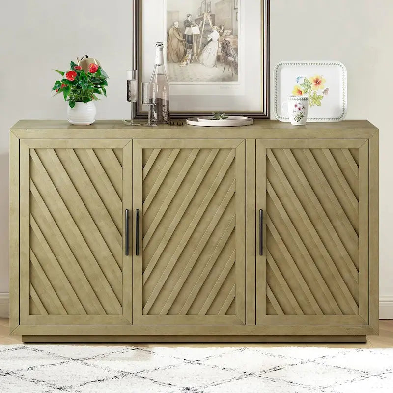 Buffet vintage classique en bois avec étagères internes réglables