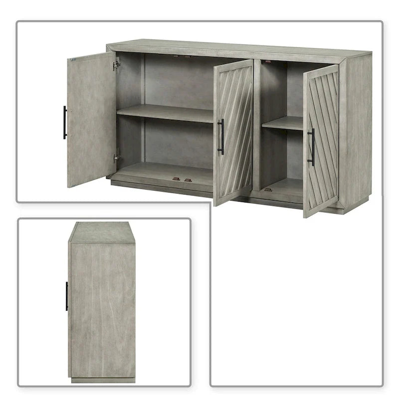 Buffet vintage classique en bois avec étagères internes réglables