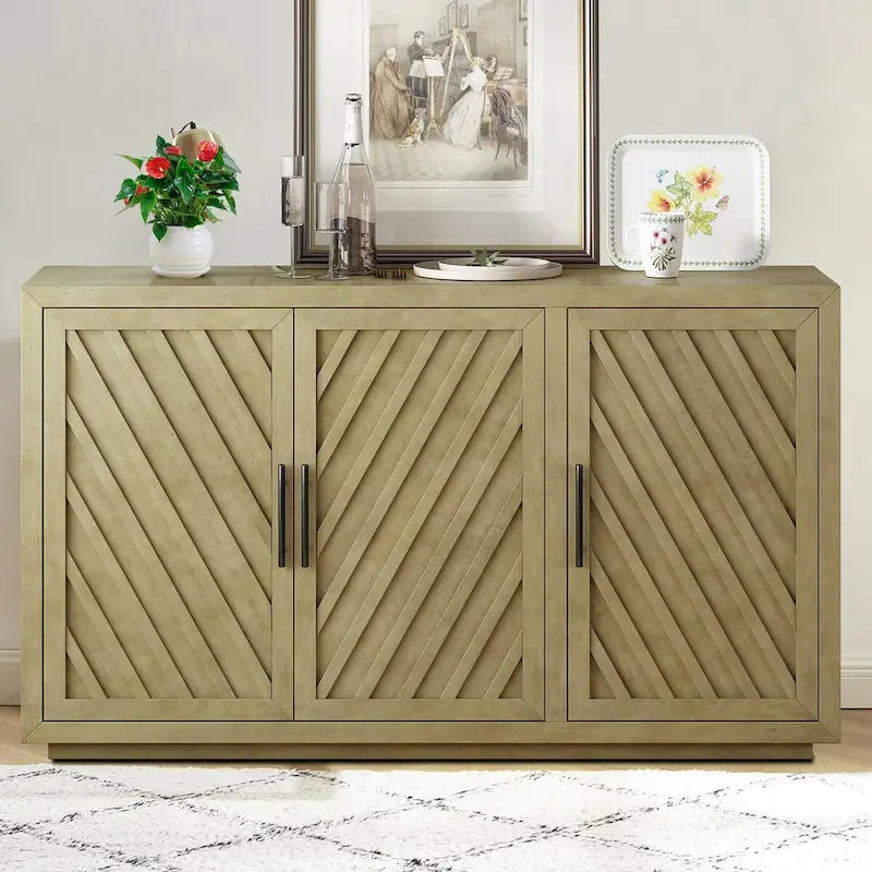 Buffet vintage classique en bois avec étagères internes réglables