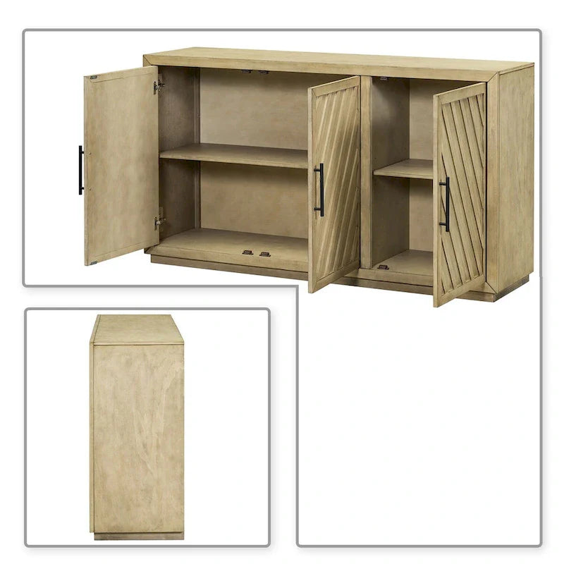 Buffet vintage classique en bois avec étagères internes réglables