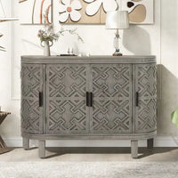 Bahut de rangement d'appoint, meuble en bois avec portes à motifs antiques pour couloir, entrée, salon
