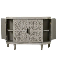Bahut de rangement d'appoint, meuble en bois avec portes à motifs antiques pour couloir, entrée, salon