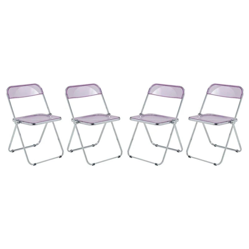 Chaise de salle à manger pliante en acrylique avec structure chromée, lot de 4, série Lawrence par LeisureMod
