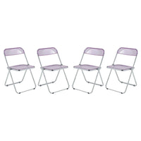 Chaise de salle à manger pliante en acrylique avec structure chromée, lot de 4, série Lawrence par LeisureMod