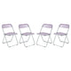 Chaise de salle à manger pliante en acrylique avec structure chromée, lot de 4, série Lawrence par LeisureMod