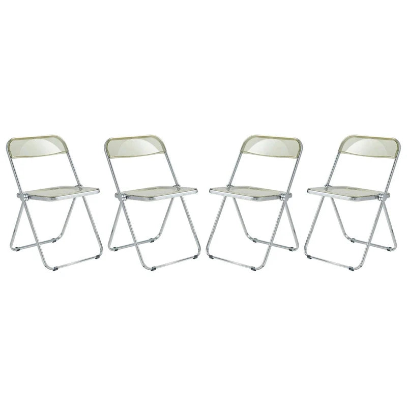 Chaise de salle à manger pliante en acrylique avec structure chromée, lot de 4, série Lawrence par LeisureMod
