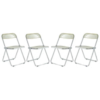 Chaise de salle à manger pliante en acrylique avec structure chromée, lot de 4, série Lawrence par LeisureMod