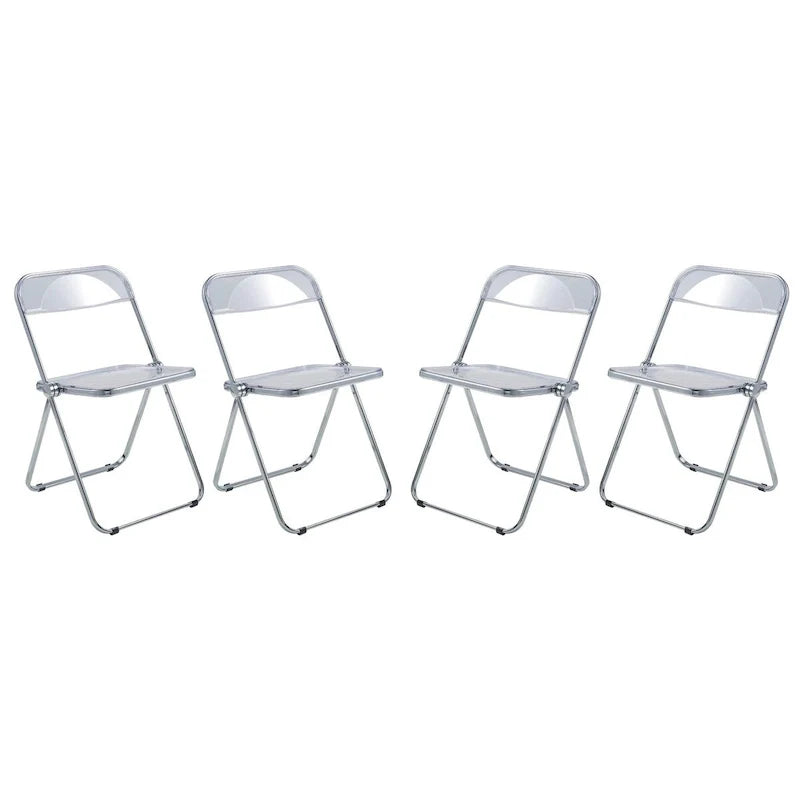 Chaise de salle à manger pliante en acrylique avec structure chromée, lot de 4, série Lawrence par LeisureMod