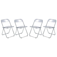 Chaise de salle à manger pliante en acrylique avec structure chromée, lot de 4, série Lawrence par LeisureMod