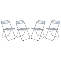 Chaise de salle à manger pliante en acrylique avec structure chromée, lot de 4, série Lawrence par LeisureMod