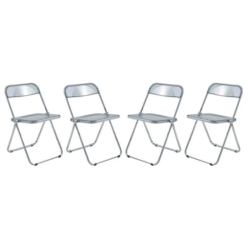 Chaise de salle à manger pliante en acrylique avec structure chromée, lot de 4, série Lawrence par LeisureMod