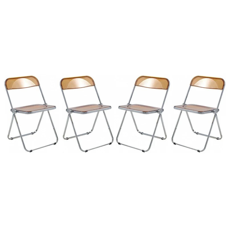 Chaise de salle à manger pliante en acrylique avec structure chromée, lot de 4, série Lawrence par LeisureMod