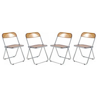 Chaise de salle à manger pliante en acrylique avec structure chromée, lot de 4, série Lawrence par LeisureMod
