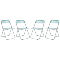 Chaise de salle à manger pliante en acrylique avec structure chromée, lot de 4, série Lawrence par LeisureMod
