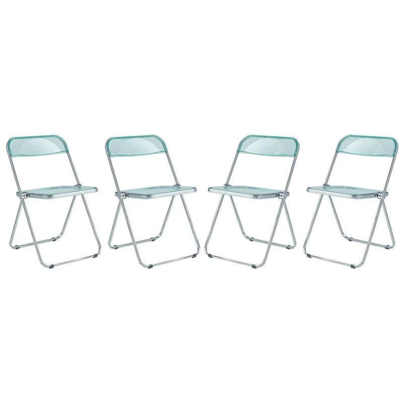 Chaise de salle à manger pliante en acrylique avec structure chromée, lot de 4, série Lawrence par LeisureMod