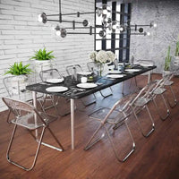 Chaise de salle à manger pliante en acrylique avec structure chromée, lot de 4, série Lawrence par LeisureMod