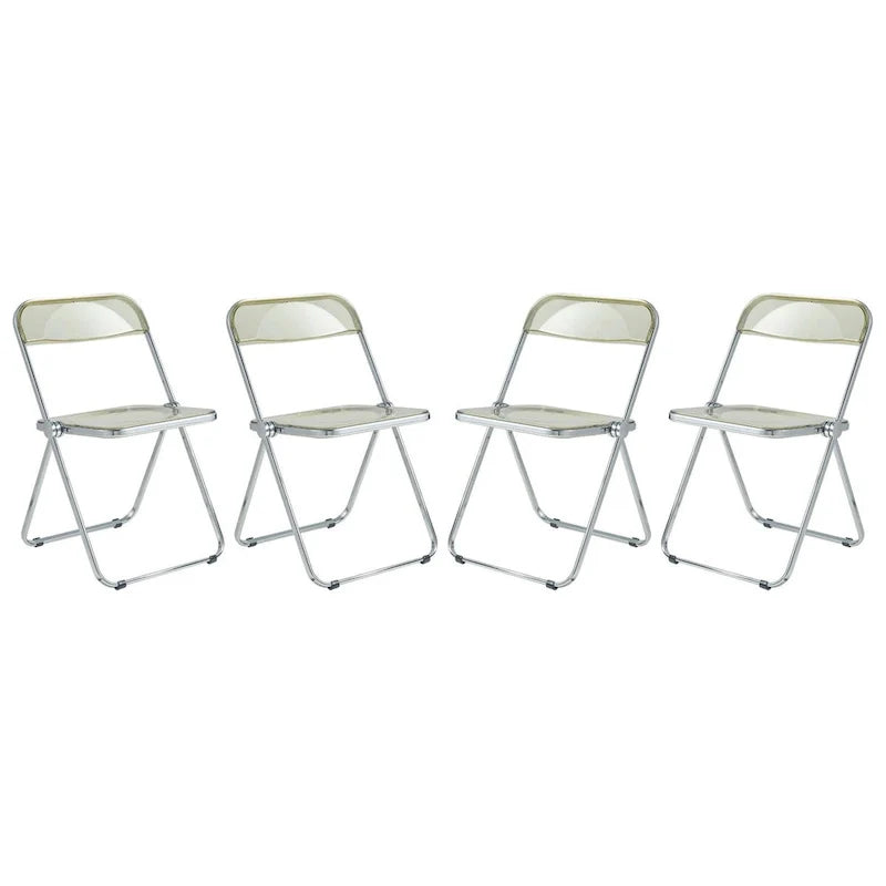 Chaise de salle à manger pliante en acrylique avec structure chromée, lot de 4, série Lawrence par LeisureMod