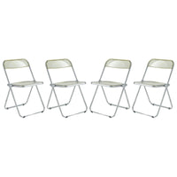 Chaise de salle à manger pliante en acrylique avec structure chromée, lot de 4, série Lawrence par LeisureMod