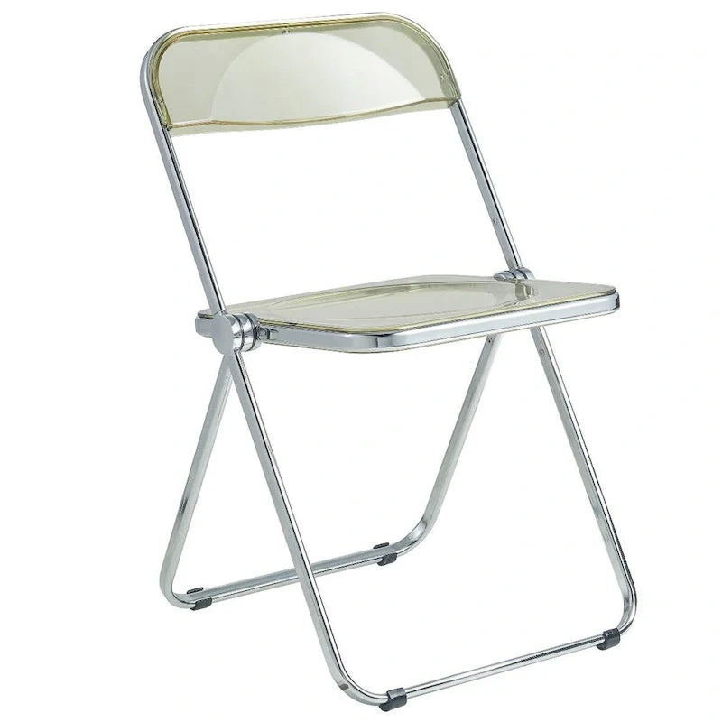 Chaise de salle à manger pliante en acrylique avec structure chromée, lot de 4, série Lawrence par LeisureMod