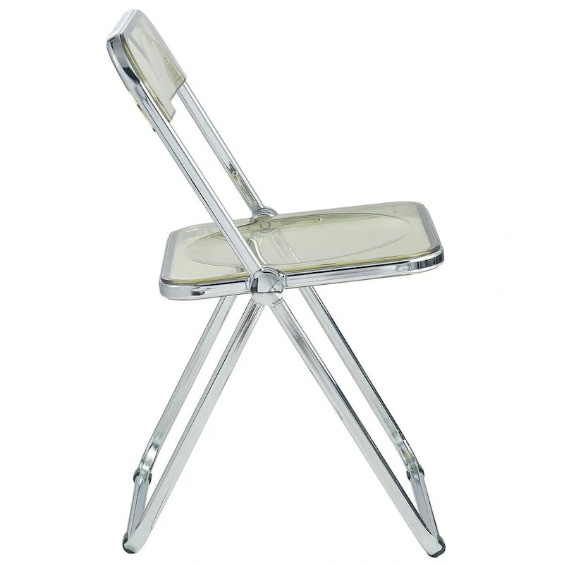 Chaise de salle à manger pliante en acrylique avec structure chromée, lot de 4, série Lawrence par LeisureMod