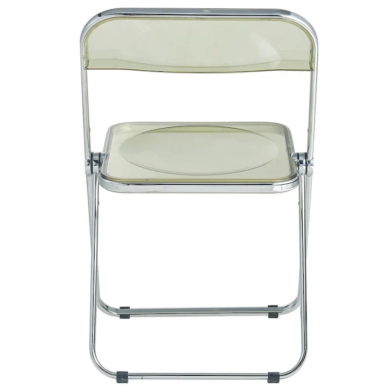 Chaise de salle à manger pliante en acrylique avec structure chromée, lot de 4, série Lawrence par LeisureMod
