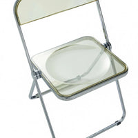 Chaise de salle à manger pliante en acrylique avec structure chromée, lot de 4, série Lawrence par LeisureMod
