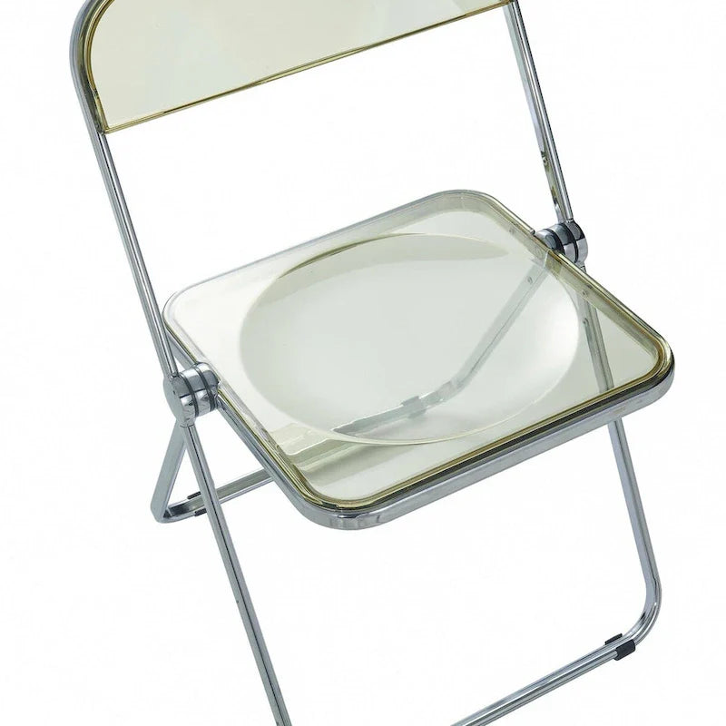 Chaise de salle à manger pliante en acrylique avec structure chromée, lot de 4, série Lawrence par LeisureMod
