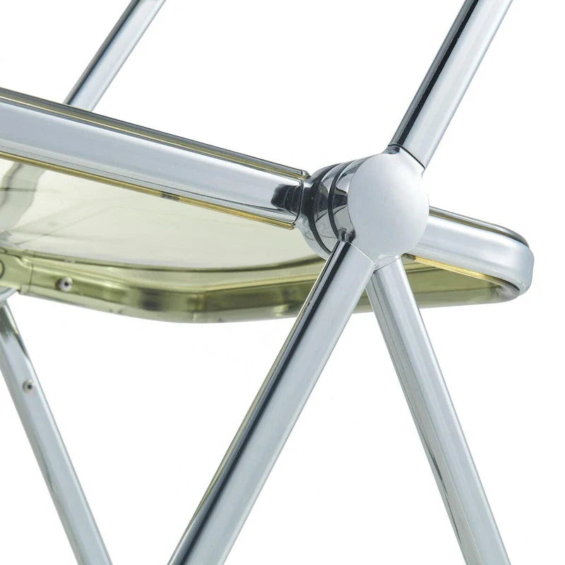 Chaise de salle à manger pliante en acrylique avec structure chromée, lot de 4, série Lawrence par LeisureMod